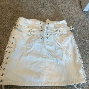 Re/done white denim skirt
